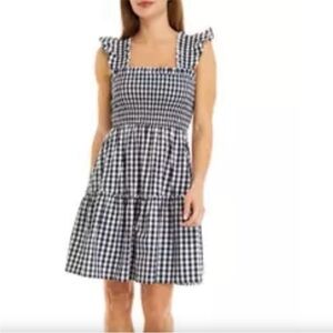 Crown & Ivy Navy and White Gingham Dress